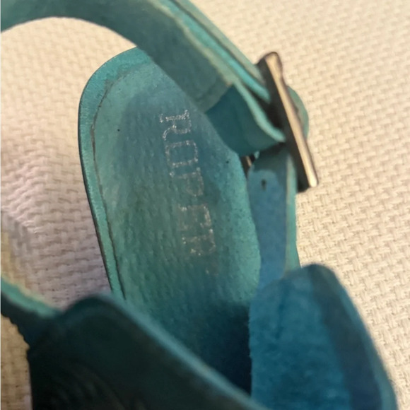 ROPER women’s turquoise leather Mika peep toe heels size 6 1/2 Western - Picture 10 of 12